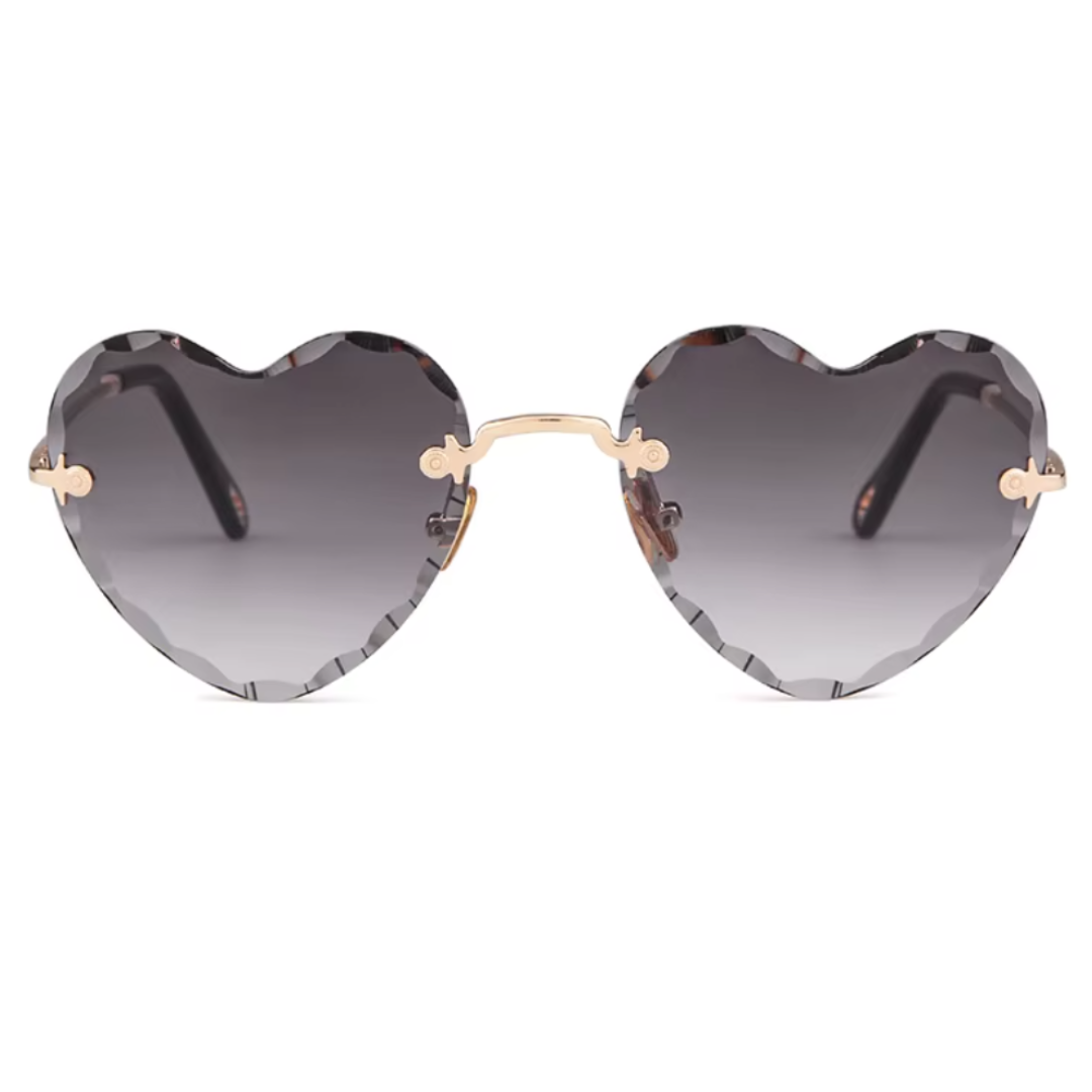 Front view of Élan women’s sunglasses in Black frame with Black Gradient lenses, on white background — metal frame, polycarbonate lenses, 100% UV protection