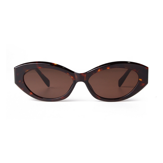 Liora cat eye women's sunglasses in Tortoise acetate frame with brown TAC lenses, 100% UV protection, front view on white background