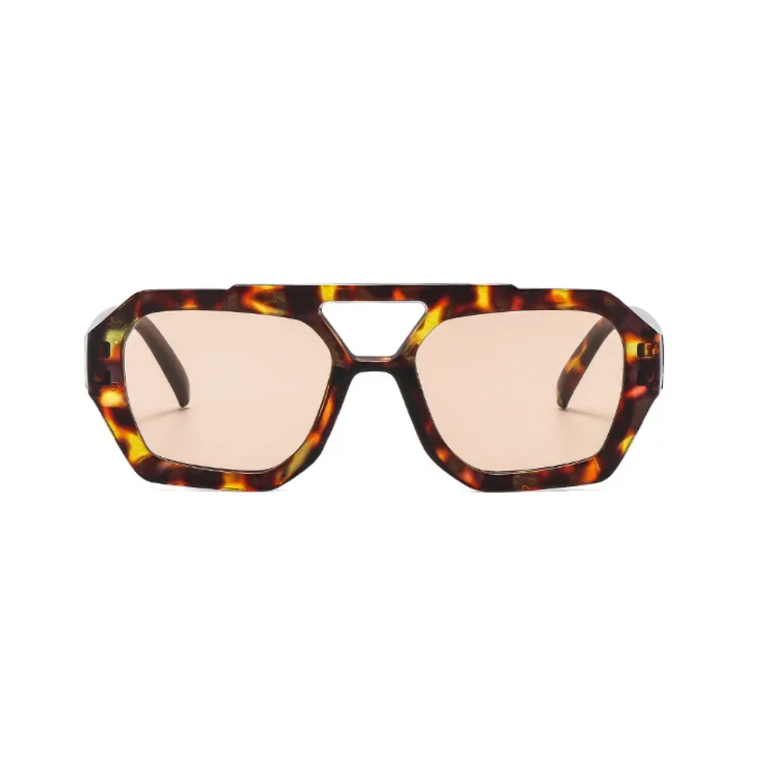 Ravena aviator women's sunglasses in Tortoise frame with soft beige lenses, front view on white background