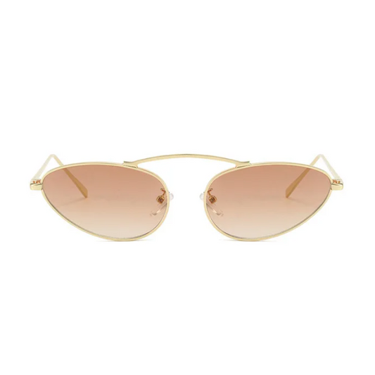 Olyra aviator women's shades in gold metal frame with rose gradient polycarbonate lenses, 100% UV protection, front view on white background