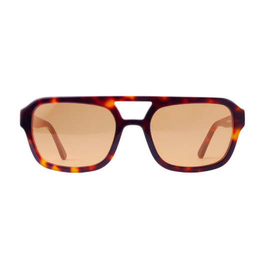 Sorella rectangular women's shades in Tortoise acetate frame with amber Trivex lenses, 100% UV protection, front view on white background