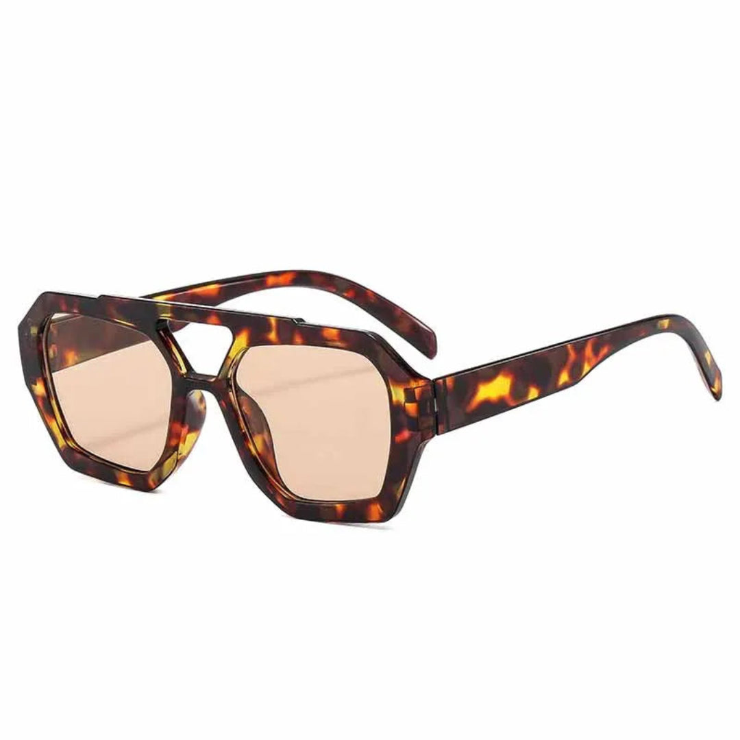 Ravena aviator women's shades in Tortoise frame with soft beige lenses, right 3/4 angle on white background