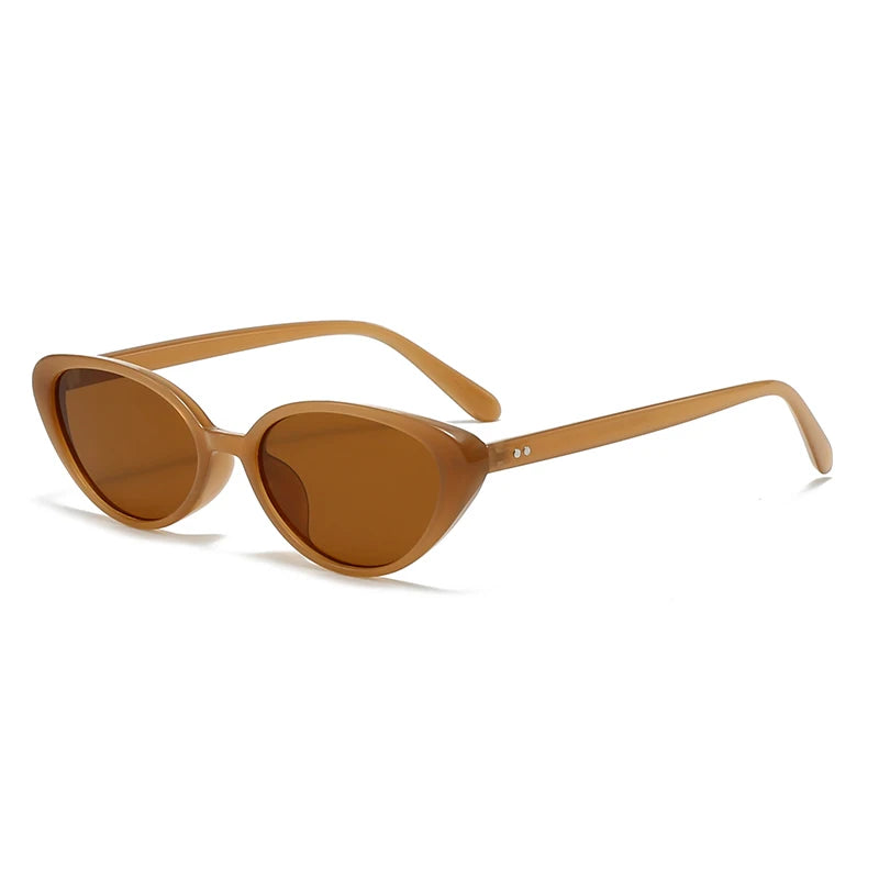 Solisse oval retro women's shades in Amber polycarbonate frame with amber polycarbonate lenses, 100% UV protection, right 3/4 angle on white background