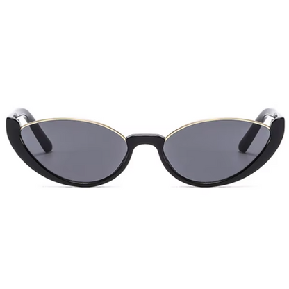 Venice women's cat-eye sunglasses, black premium acetate frame with black gradient TAC lenses offering UV400 protection, frontal view on white background.
