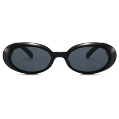 Front view of Vienna women’s oval sunglasses in Black frame with Black lenses, on white background — acetate frame, polycarbonate lenses, 100% UV protection