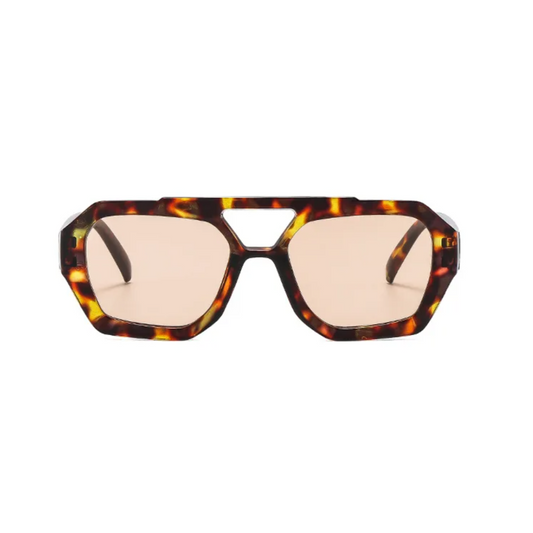 Ravena aviator women's sunglasses in Tortoise frame with soft beige lenses, front view on white background