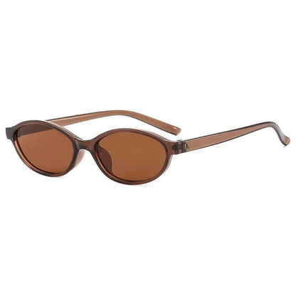 Boldé oval slim women's sunglasses in Amber polycarbonate frame with amber polycarbonate lenses, 100% UV protection, right 3/4 angle view on white background