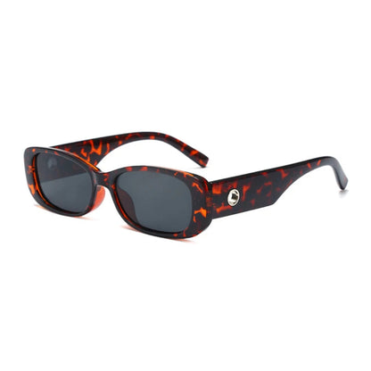 Right 3/4 angle of Milan women’s rectangular shades in Tortoise frame with Black lenses, on white background — premium acetate frame, Trivex lenses, 100% UV protection